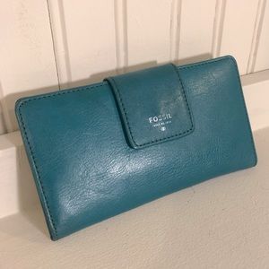 Fossil Tab Clutch Wallet, Turquoise and Pink
